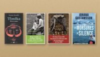 Couvertures de Timika, Juno et Legs, Le Grand Voyage et Les Morsures du silence sur fond kraft