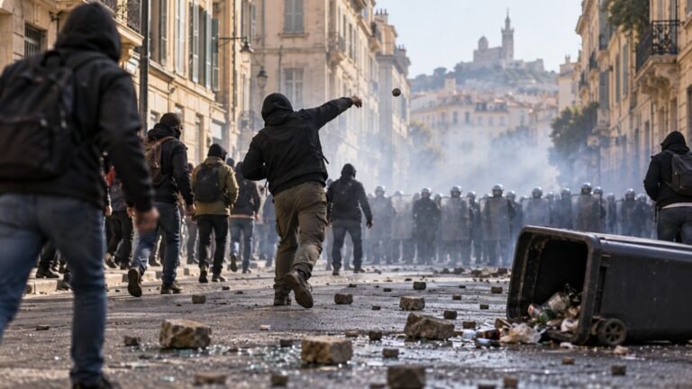 Manifestation à Marseille : des pavés jetés sur les CRS boulevard Chave