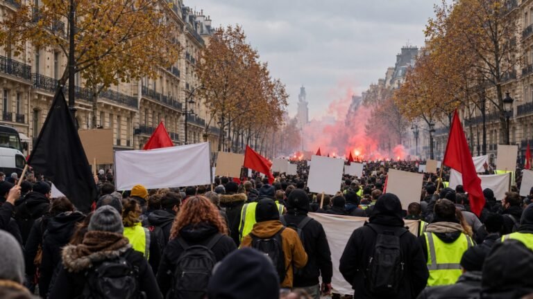 Illustration : manifestation contre la vie chère dans une avenue de Paris