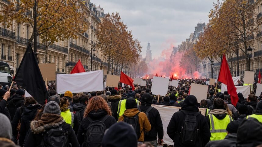 Illustration : manifestation contre la vie chère dans une avenue de Paris