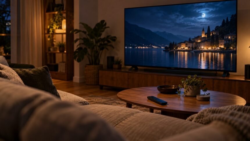 Programme tv ce soir jeudi 22 octobre 2026 : twilight sur tmc, blackout sur canal+ cinéma(s) un salon français le soir, un canapé et une télécommande devant un grand téléviseur allumé sur un film, lumière tamisée