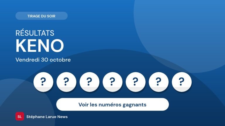 Keno du vendredi 30 octobre : les numéros gagnants du tirage
