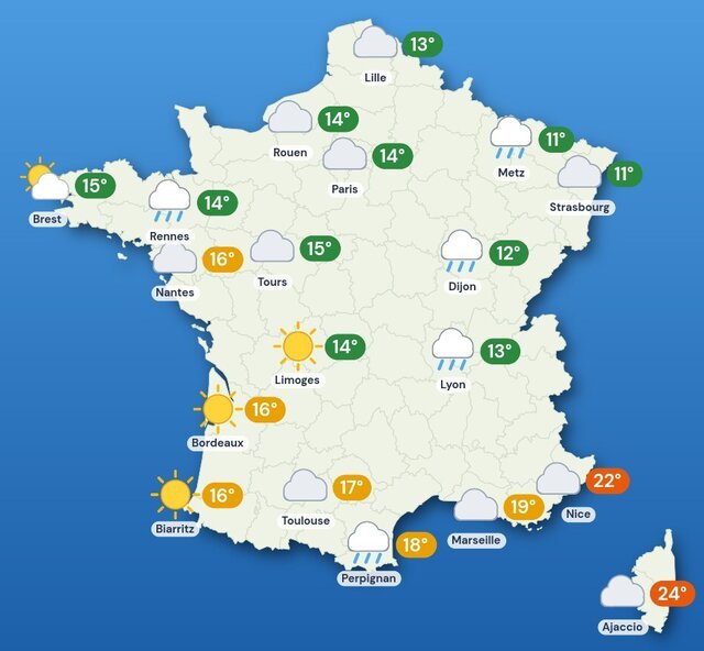 Carte météo de la France