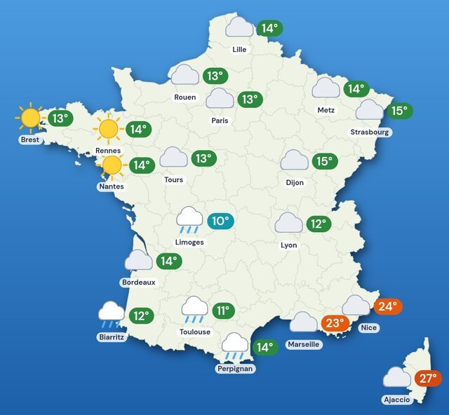 Carte météo de la France