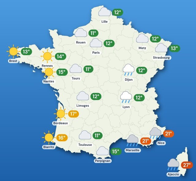 Carte météo de la France
