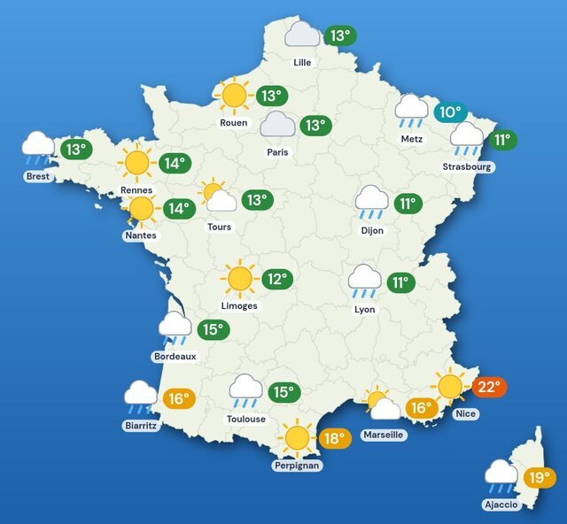 Carte météo de la France