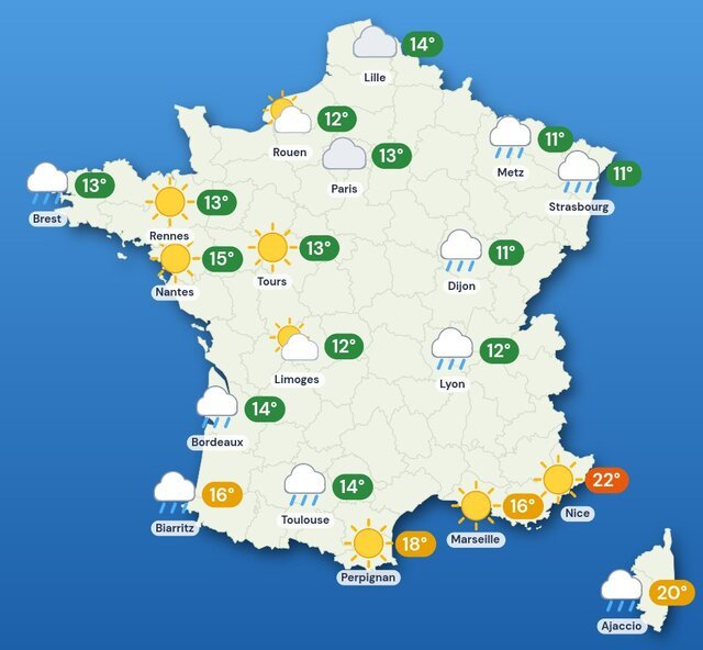 Carte météo de la France