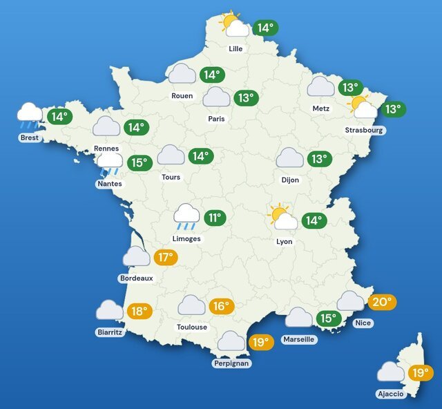Carte météo de la France