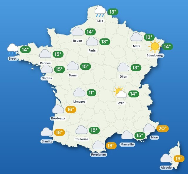 Carte météo de la France