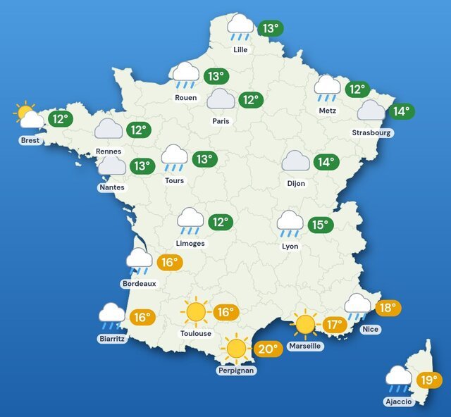 Carte météo de la France