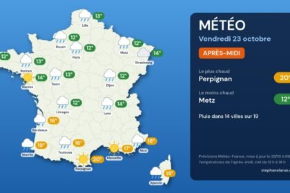 Carte météo de la France du vendredi 23 octobre, l’après-midi