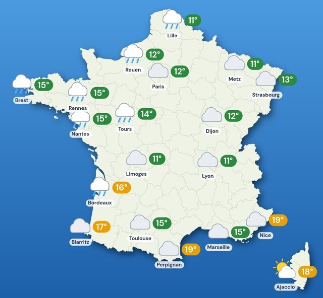 Carte météo de la France