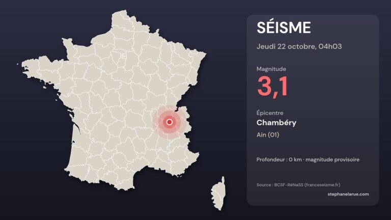 Carte du séisme du jeudi 22 octobre près de Chambéry