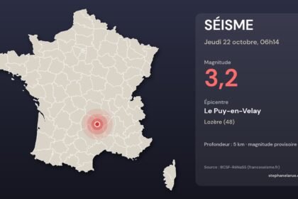 Carte du séisme du jeudi 22 octobre près de Le Puy-en-Velay