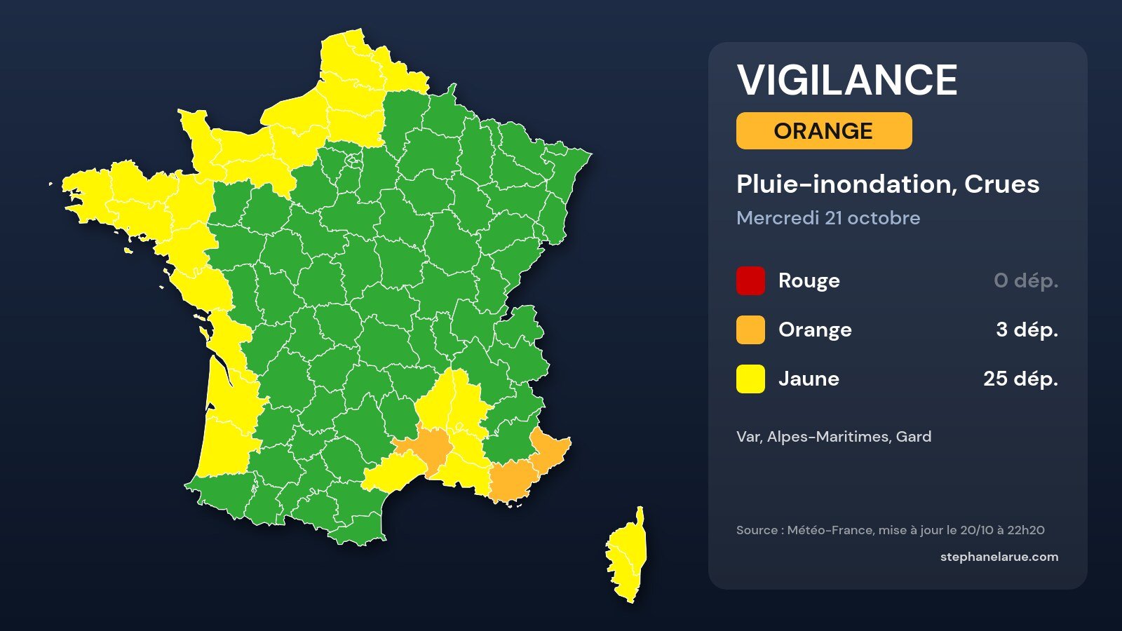 Carte des vigilances Météo-France