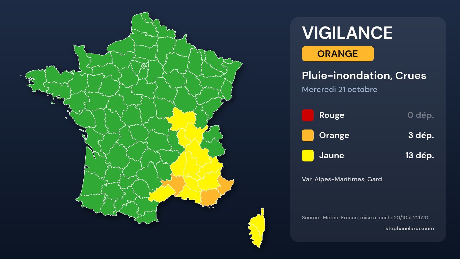Carte des vigilances Météo-France